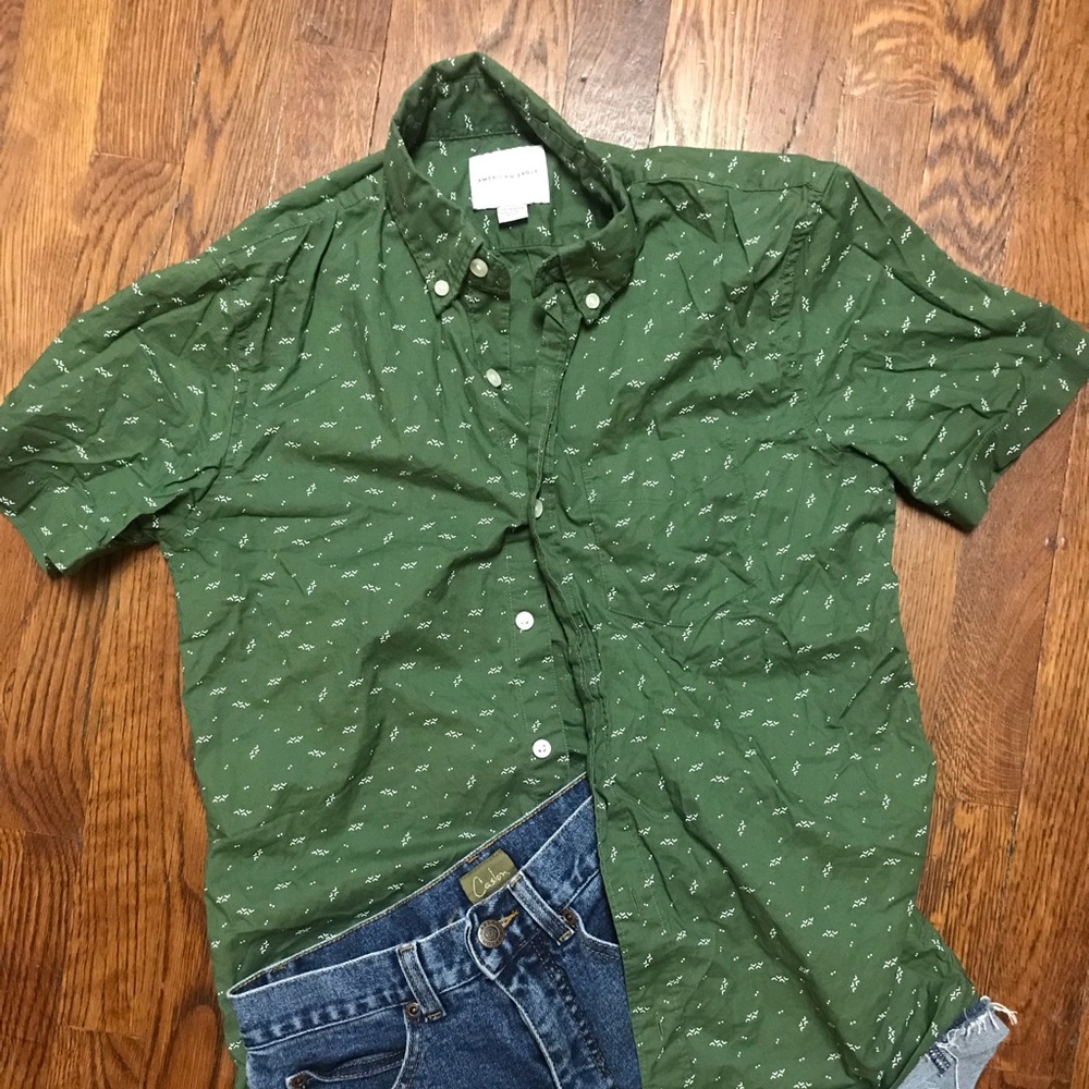 Green short sleeve button down